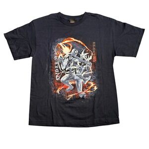 Marvel Spider-Man vs Electro Graphic T-Shirt Mad Engine Navy Blue Mens Medium